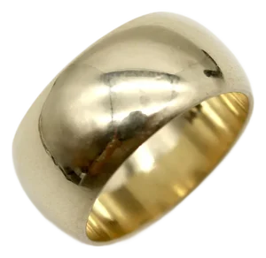 1960s Vintage 14k Gold Wide Band Convex Ring, Size 6.75