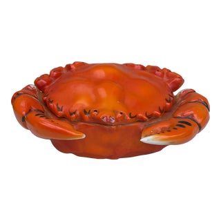 French Porcelain Crab Box Circa 1940 For Sale