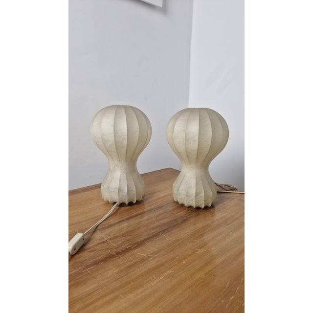 Mid-Century Modern Small Gatto Cocoon Table Lamps by Achille and Pier Giacomo Castiglioni for Flos, 1960s, Set of 2 For Sale - Image 3 of 18