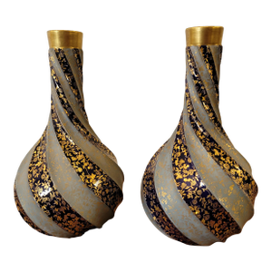 Antique 1875-1892 Pair Edwin Bodley Hill Twist Vases England Burslem
