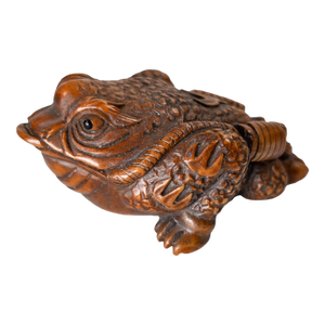 20th Century Japanese Carved Boxwood Netsuke of a Three Legged Toad or Frog