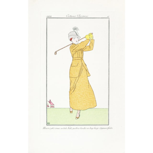 1913 Original French Art Deco Poster, Costumes Parisiens: Lady Golfer For Sale - Image 4 of 4