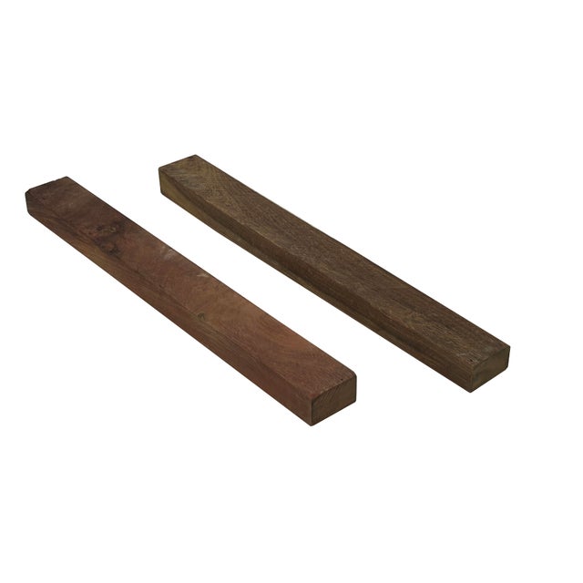 Chinese Pair Natural Wood Grain Patina Rectangular Paperweights For Sale - Image 4 of 7