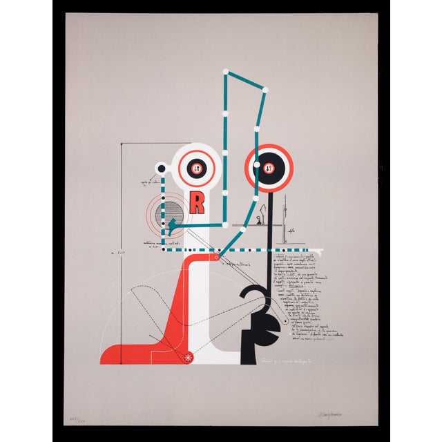 Mario Persico, Signals Dialoguing, Original Lithograph, 1970 For Sale