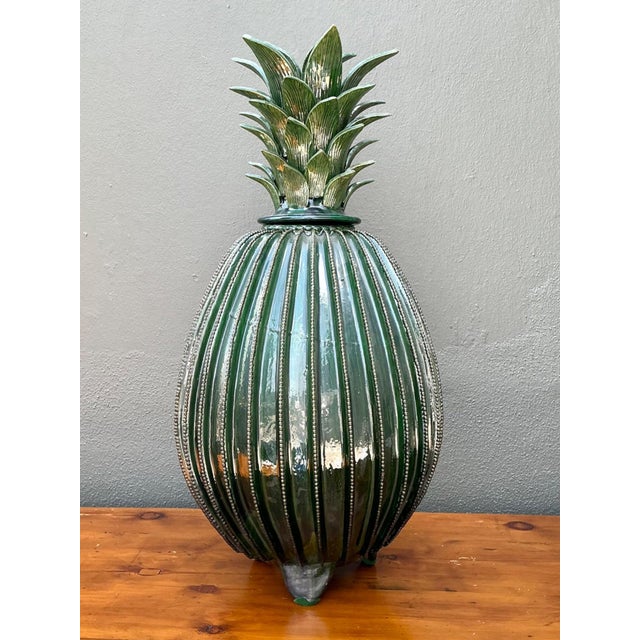 Vintage Monumental Hilario Alejo Madrigal Glazed Terracotta Pineapple For Sale - Image 11 of 14