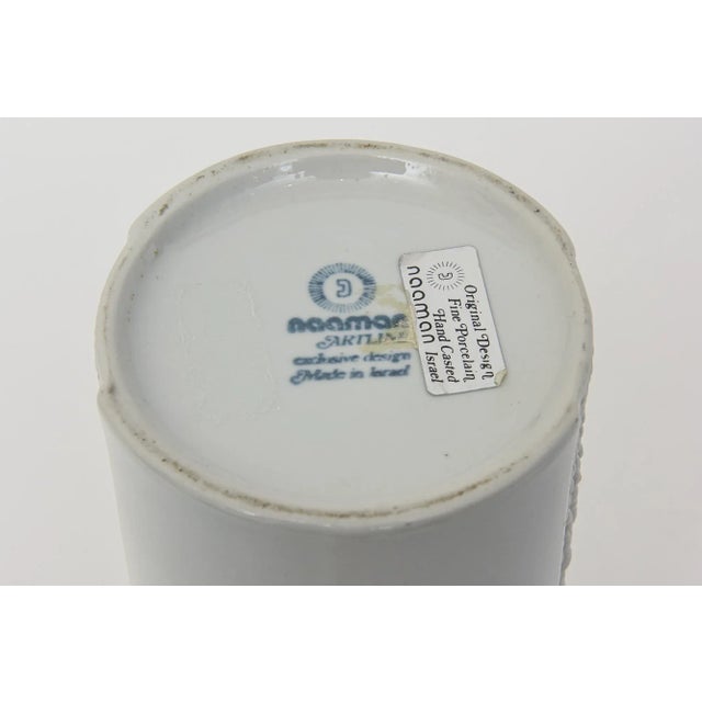 Vintage Signed White Ceramic Vase With Textural Pebbled Design For Sale - Image 11 of 11