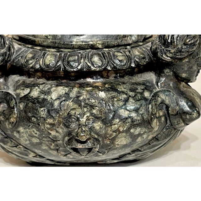 18th Century/Older Italian Renaissance Style Carved Verdigris Marble Table Box For Sale - Image 12 of 12