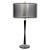 Sleek Gerald Thurston for Lightolier Black enamel Table Lamp with Brass details. Featuring a slender all black enameled...