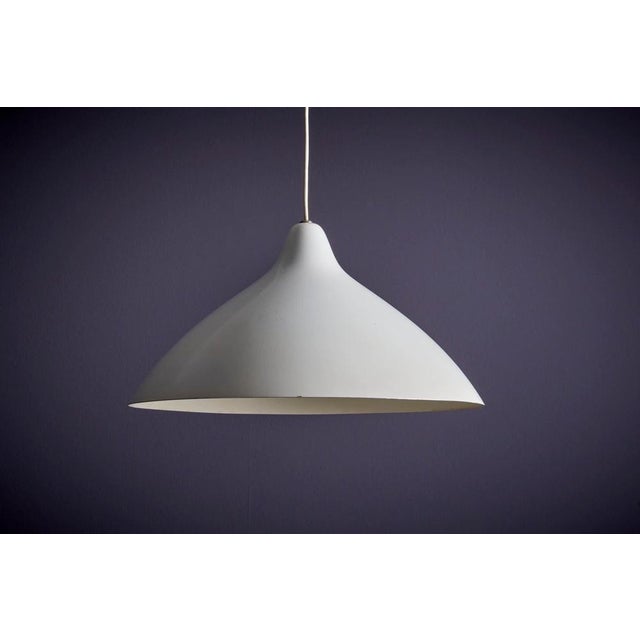 White Pendant Lamp in Aluminum by Lisa Johansson-Pape for Orno, 1960s For Sale - Image 4 of 6