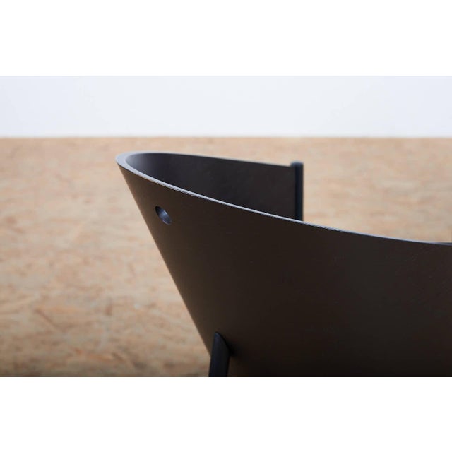 Costes Chair Set in Black Lacquered Tubular Steel Frame, Molded Plywood Seat and Leather by Philippe Starck, 1984, Set of 6 For Sale - Image 13 of 17