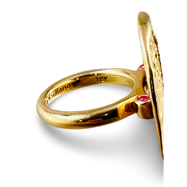 18k Gold Vintage Wax Seal Ring With Rubies and Diamonds : Angel Heart, Size 6 For Sale In New York - Image 6 of 6