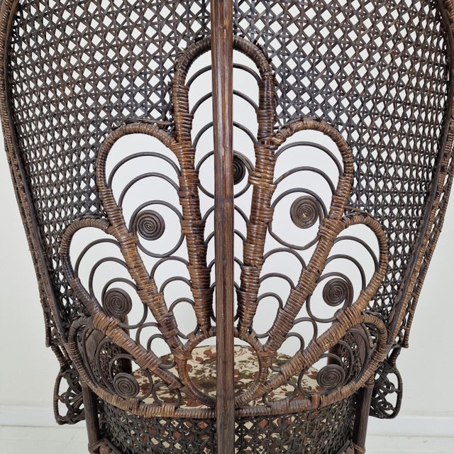 Mid-Century Emmanuelle or Peacock Chair in Rattan and Wicker, Italy, 1960s For Sale - Image 15 of 18