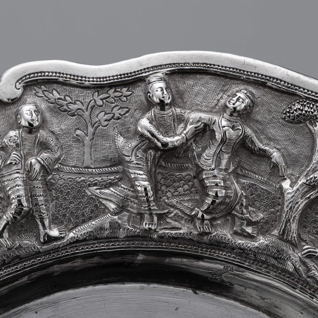 Antique Burmese Royal Silver Repoussé Dish by Ava & Mandalay, 1890 For Sale - Image 10 of 18