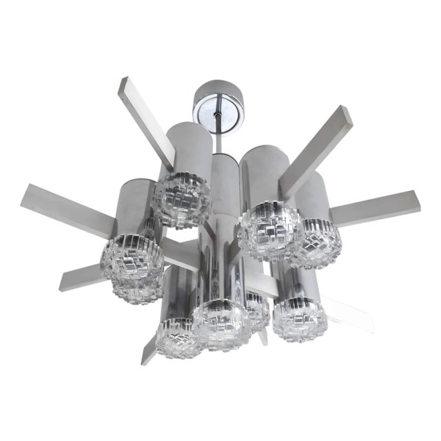 Vintage Italian Chandelier/Pendant by Gaetano Sciolari, Italy, 1970's. For Sale