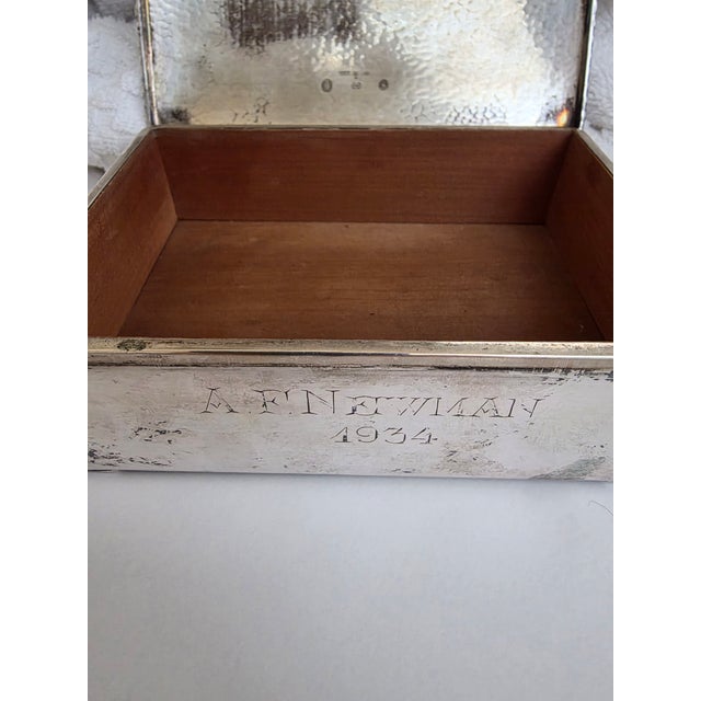 Beautiful 1930's Danish Silver box with wood sheet interior and leather exterior bottom. Fine hand Hammered textured body....