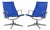 Pair of Eames Aluminum Group Lounge Chairs by Herman Miller Blue For Sale