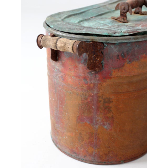 Antique Copper Wash Boiler With Lid For Sale - Image 17 of 17