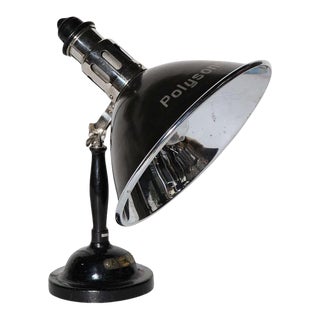 Substantial Polysonn-Lampe Nickel Plate & Black Iron Table Lamp, 1920's For Sale
