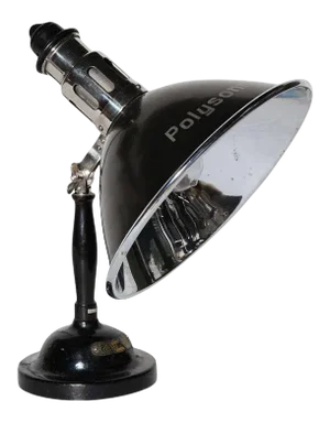 Substantial Polysonn-Lampe Nickel Plate & Black Iron Table Lamp, 1920's