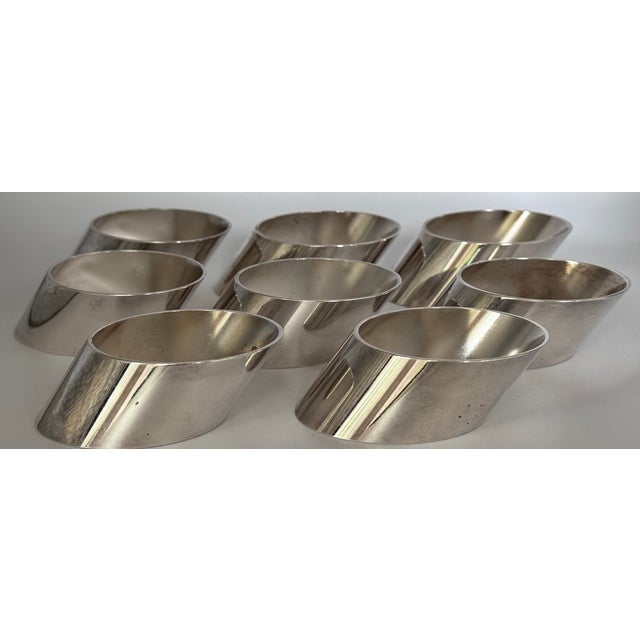 Vintage Contemporary Silver-Plated Napkin Rings, Polished - Set of 8 For Sale - Image 9 of 12