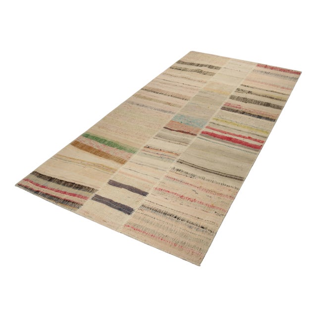 Handwoven in wool, Rug & Kilim presents a 4x8 rug from their innovative new patchwork kilim collection. On the Design:...