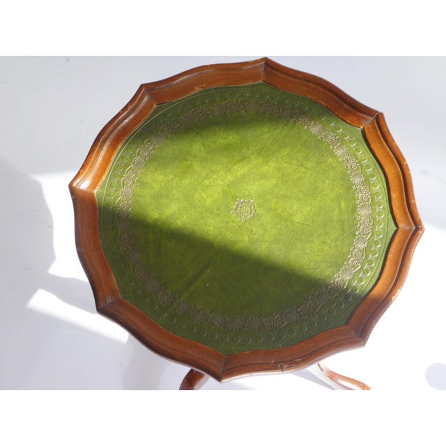 Small Victorian Wooden Wine Table with Green Leather Top, 1920s For Sale - Image 3 of 7