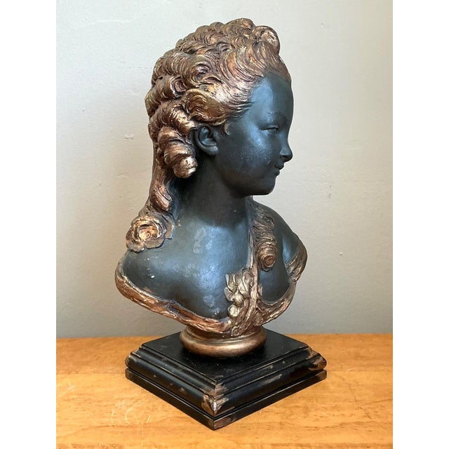Wood Vintage Gilt Tipped Carved Wood Female Bust For Sale - Image 7 of 18