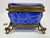 19th C French Opaline Blue & White Glass/Brass Ormolu Casket Trinket Box For Sale - Image 4 of 13