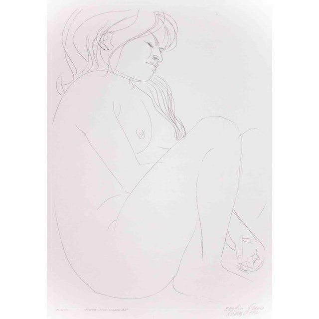 Emilio Greco, Crouched Woman Etching, 1971, Etching For Sale