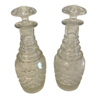 Small George III Cut Glass Decanters, 1800s, Set of 2 For Sale