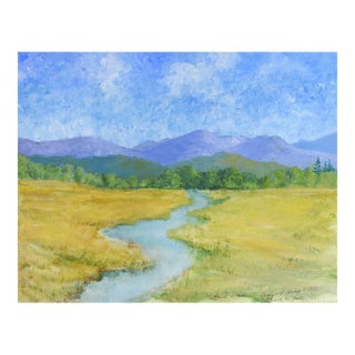 Contemporary Mountain Valley Stream Landscape Painting For Sale