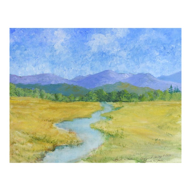 Contemporary Mountain Valley Stream Landscape Painting For Sale