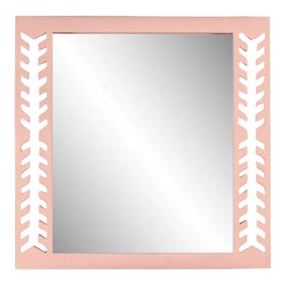 Fleur Home Audubon Spruce Square Mirror in Salmon Berry, 24x24 For Sale