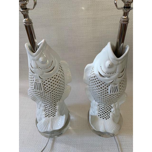 Mid 20th Century Blanc De Chine Fish Lamps A Pair Chairish