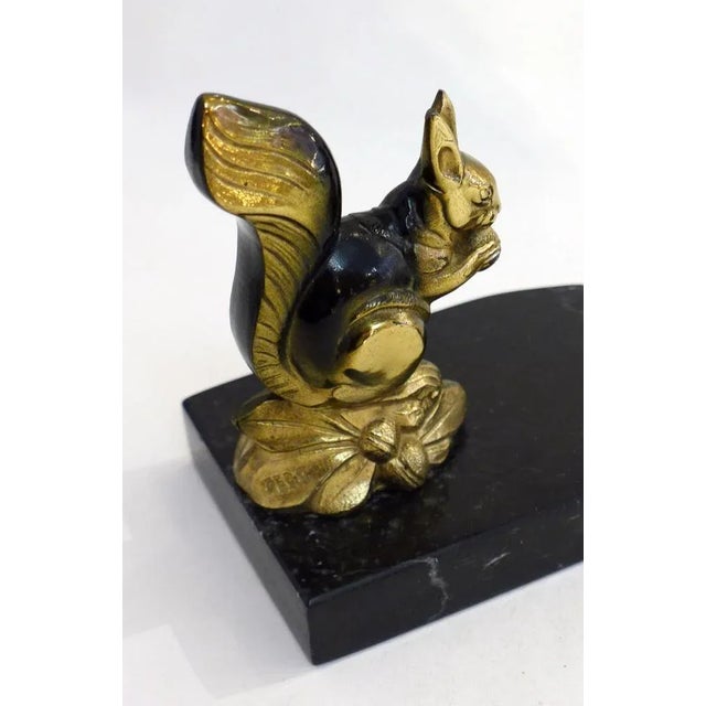Art Deco Squirrel Sculptures with Black Marble Base by Tedd, 1930s, Set of 2 For Sale - Image 9 of 12