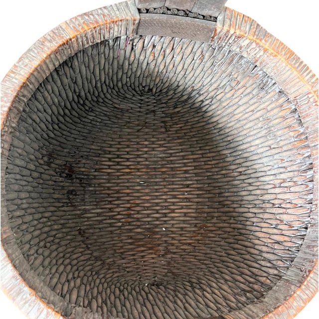 Wood 31" Tall Rare Antique Asian Gathering Fisherman Basket Early 20th Century Farmhouse Rustic For Sale - Image 7 of 8