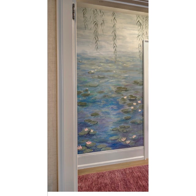 2020s Hand Painted Canvas Panel of Monet’s Waterlilies 1 For Sale - Image 5 of 12