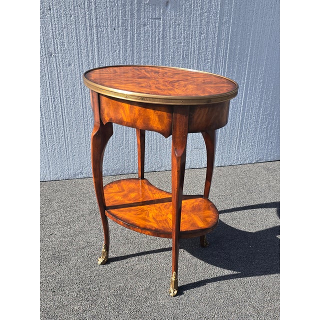 Vintage French Style Theodore Alexander Side Table W Burl Wood & Brass Hardware For Sale In Los Angeles - Image 6 of 14