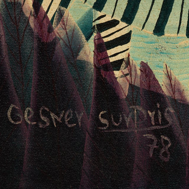 Textile Vintage Haitian Painting of Zebras by Gesner Surpris For Sale - Image 7 of 7