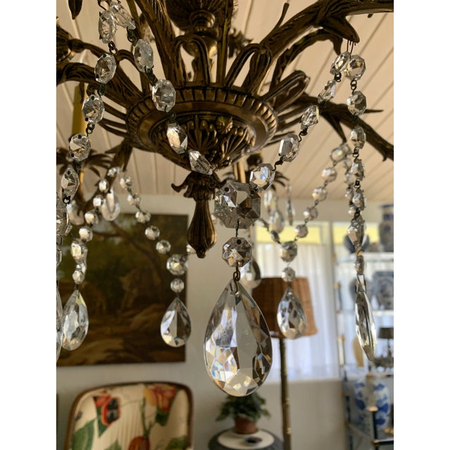 Mid 20th Century Vintage Cast Brass Rustic European Chandelier For Sale - Image 5 of 12