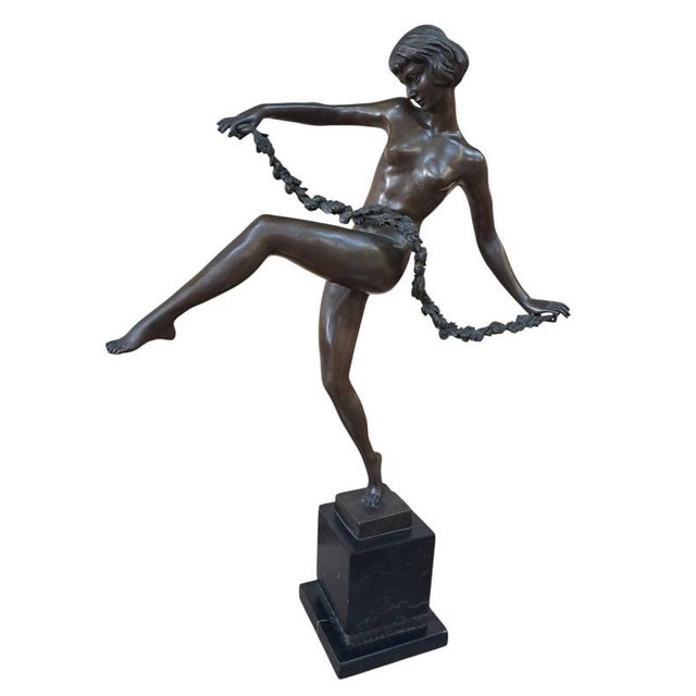 Vintage French Art Deco Bronze Lady Dancer Figurine, Large Antique, Pierre Faguays, 1920s For Sale - Image 10 of 18