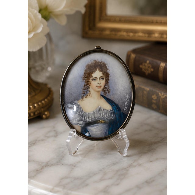 A striking and finely detailed 19th-century hand-painted portrait miniature, depicting Princess Dolgorukova, a figure...