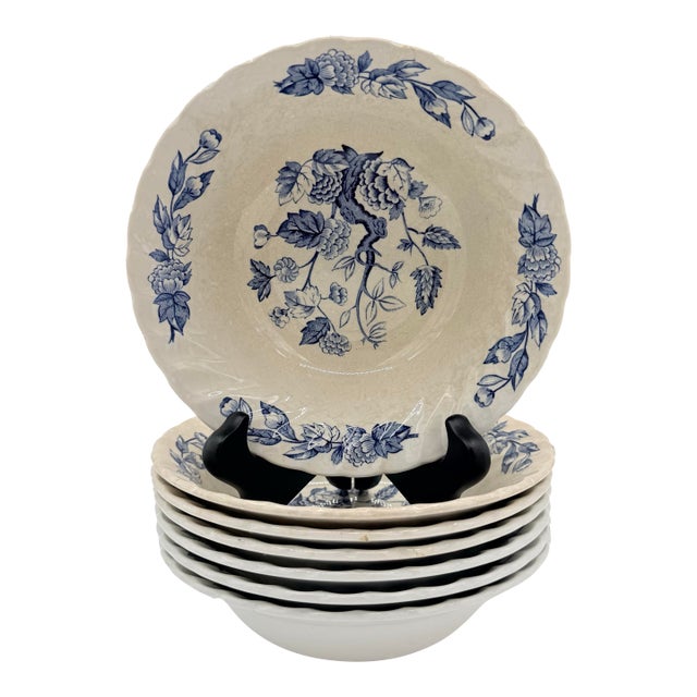 English Royal Wessex “Indian Tree” Ironstone Bowls by Swinnerton - Set of 7 For Sale