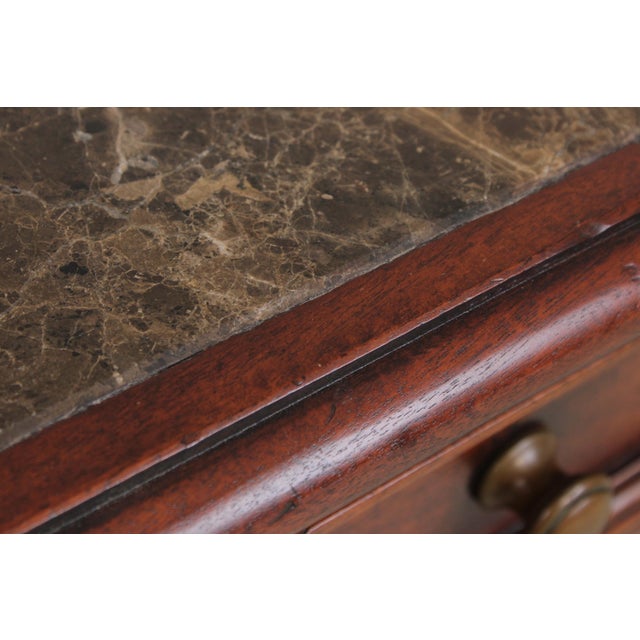 Mahogany 2 Drawer Marble Top Console Table For Sale - Image 12 of 17