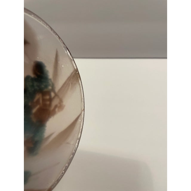 1930s Arts and Crafts Painted Glass Chandelier or Light Shade For Sale - Image 6 of 7
