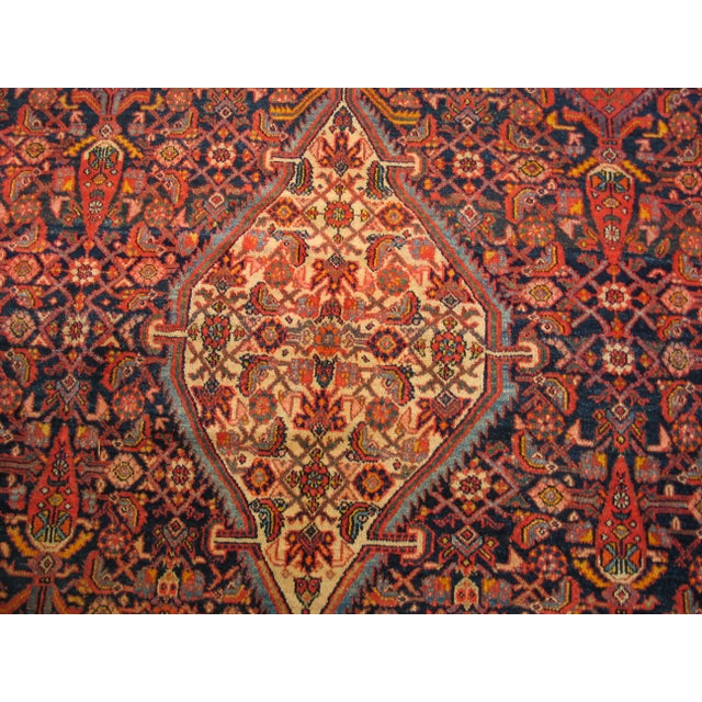 Persian 1900s Blue Navy Medallion Antique W. Persian Bibikabad Rug 5'6" X 6'8" Handknotted Wool Carpet For Sale - Image 3 of 6