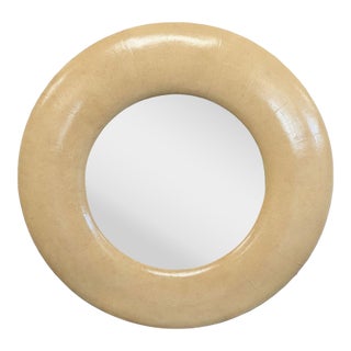 Kreiss Round Leather Wall Mirror For Sale