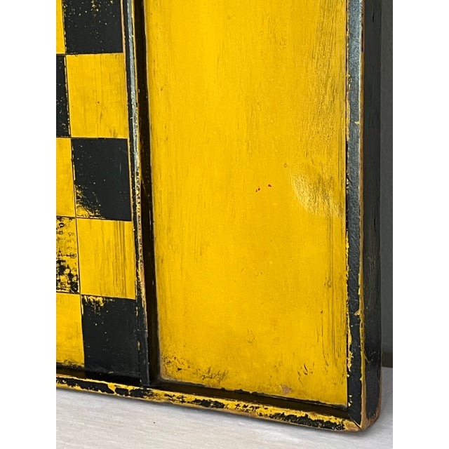 20th Century Folk Art Paint Decorated Game Board in Black and Mustard Yellow For Sale - Image 9 of 10