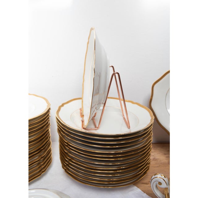 French Dinnerware with Gold Trim from Limoges Porcelain, 1950s, Set of 53 For Sale - Image 9 of 16