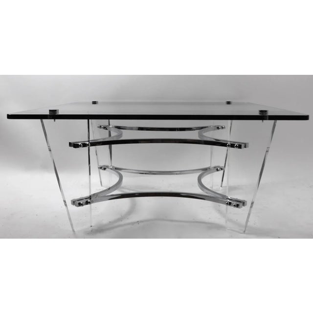 Mid 20th Century Lucite Chrome and Glass Coffee Table by Charles Hollis Jones For Sale - Image 5 of 12